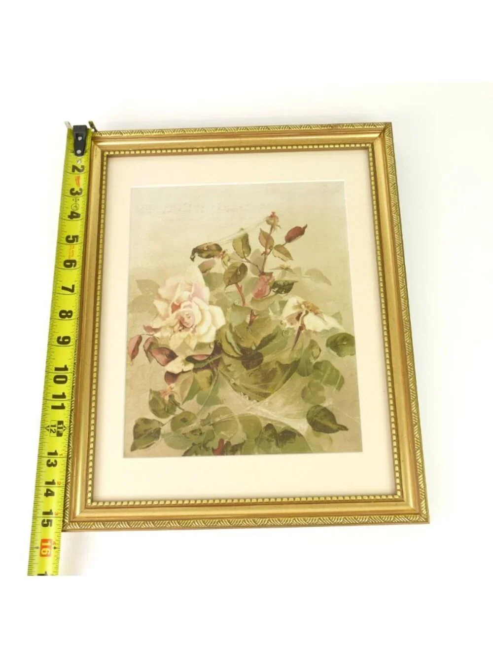 Antique 1889 Louis Prang Chromolithograph Pink Roses Ellen Thayer Fisher Framed